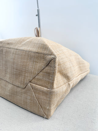 Prada raffia extra large beach tote bag with leather handles