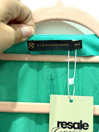 VIX By Paula Hermanny Gracie Front Slit Solid Cutout Midi Dress Green Women's Size 6