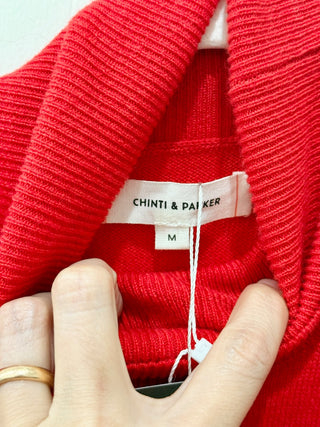 Chinti & Parker Wool & Cashmere Blend Turtleneck Pullover Sweater Red Women's M