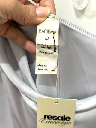 Baobab Marea One Shoulder High-Low Sheen Satin Dress Gray Women's Size Medium