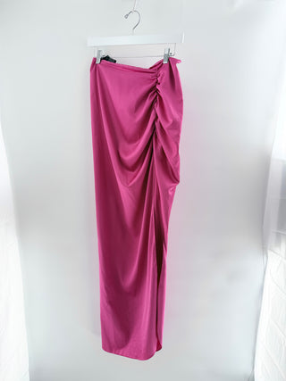 Just Bee queen satin fabric ruched long skirt, S