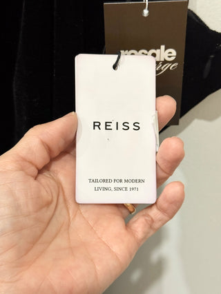 NWT Reiss Abbey Asymmetric One Shoulder Velvet Midi Bodycon Dress Black Womens 2