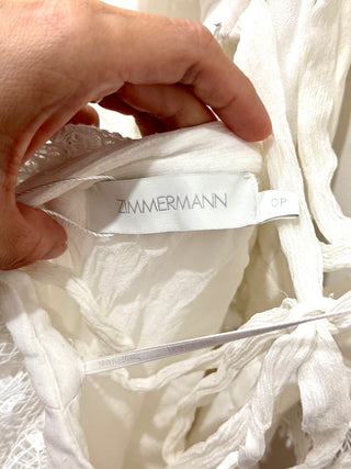 Zimmermann Suraya Lace Cut Out Lace Up Back Sheer Dress White Womens Size 0/P