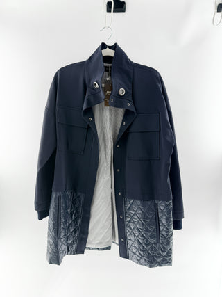 St. John Utility jacket with oversized flap pockets & quilted lower panels, s