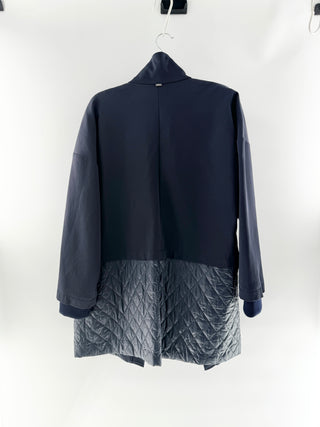 St. John Utility jacket with oversized flap pockets & quilted lower panels, s