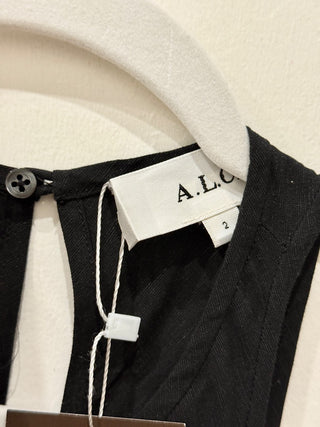 A.L.C. Rue Sleeveless Racerback Ruched Mini Tank Dress Black Women's Size 2