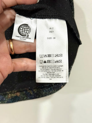 Ganni camo lurex metallic tee top, 38