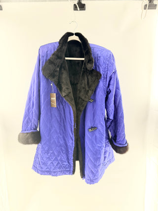 n.a. Quilted coat with black mink lining & trim, L