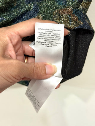 Ganni camo lurex metallic tee top, 38