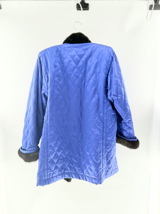 n.a. Quilted coat with black mink lining & trim, L