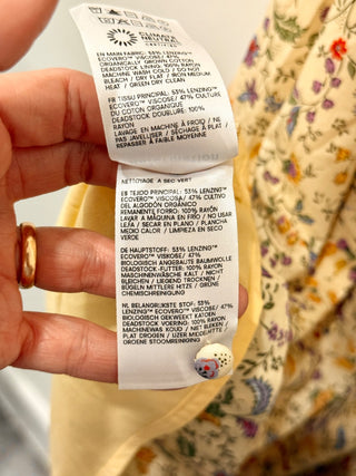 Reformation Kiria Yasmeen Puffed Sleeve A-Line Midi Dress Cream/Light Yellow 6