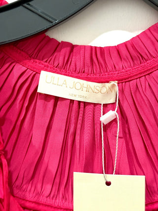 Ulla Johnson Eleni Crinkle Satin Puffle Sleeve Ruffle Blouse Orchid Pink Women 2