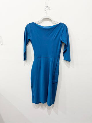 Chiara Boni La Petite Robe Florien Wrap Ruffle Midi Dress Blue Women's Size 40/9