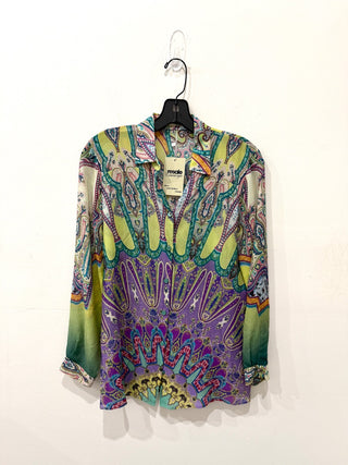 ETRO Paisley Print 100% Silk Button Down Shirt Multicolor Women's Size 40 / 4