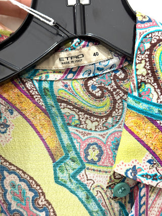ETRO Paisley Print 100% Silk Button Down Shirt Multicolor Women's Size 40 / 4