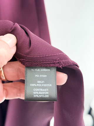NWT Current Air Mix Media Crew Neck 3/4 Sleeve Midi Dress Burgundy Womens XS