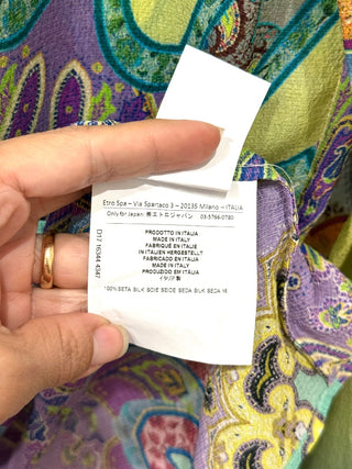 ETRO Paisley Print 100% Silk Button Down Shirt Multicolor Women's Size 40 / 4