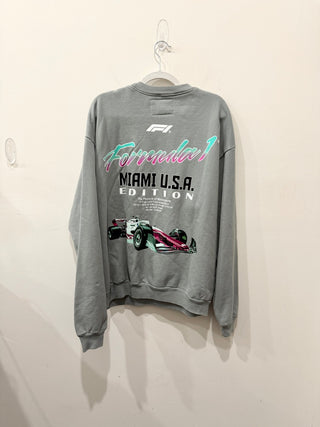 NWT Formula 1 x PacSun Miami Grand Prix Crew Neck Fleece Sweatshirt Gray Mens XL