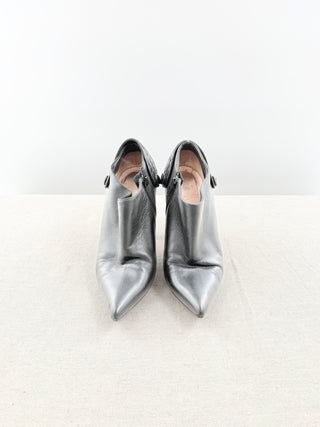 Christian Louboutin quilted leather pointy toe ankle booties, 37