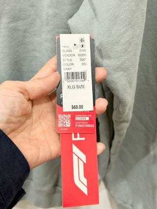 NWT Formula 1 x PacSun Miami Grand Prix Crew Neck Fleece Sweatshirt Gray Mens XL