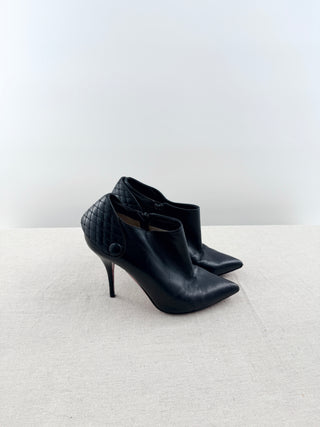 Christian Louboutin quilted leather pointy toe ankle booties, 37