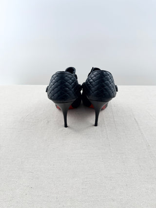 Christian Louboutin quilted leather pointy toe ankle booties, 37