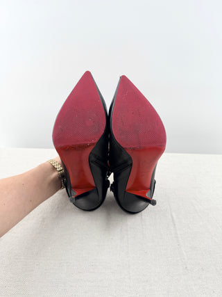 Christian Louboutin quilted leather pointy toe ankle booties, 37