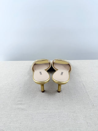 L'Agence metallic low heel leather slides, 8.5