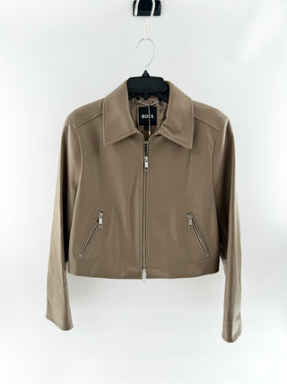 Boss Leather two piece set with zip front jacket & matching pencil skirt, 6 / 6