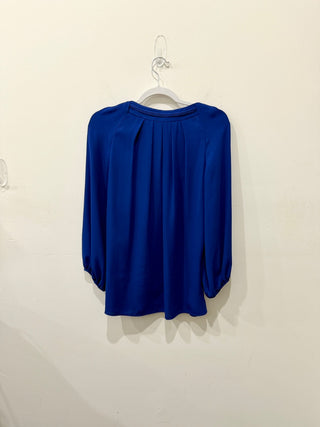 Diane von Furstenberg Cahil 3/4 Sleeve V-Neck Silk Blouse Cobalt Blue Women's 6