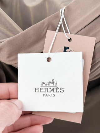 NWT Hermes Marron Glace Jersey Asymmetrical Mini Dress Brown Womens 34 FR / US 2