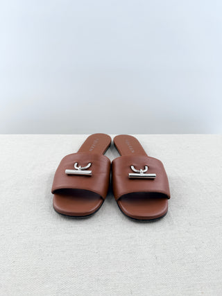 Alexander McQueen leather slides with metal detail, 38