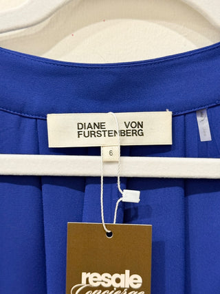 Diane von Furstenberg Cahil 3/4 Sleeve V-Neck Silk Blouse Cobalt Blue Women's 6