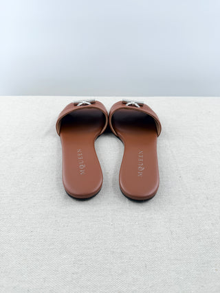 Alexander McQueen leather slides with metal detail, 38