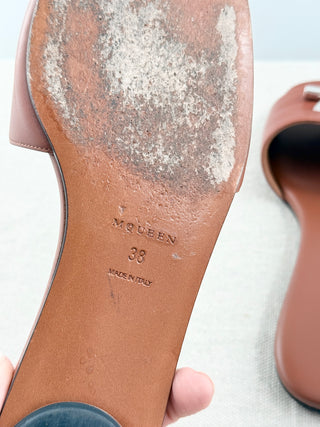 Alexander McQueen leather slides with metal detail, 38