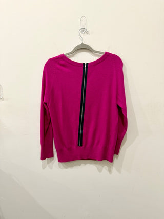 Diane von Furstenberg Noha Wool/Cashmere Blend Crew Neck Sweater Magenta Pink L