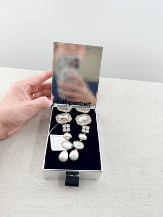 Self Portrait drop crystal embellished earrings