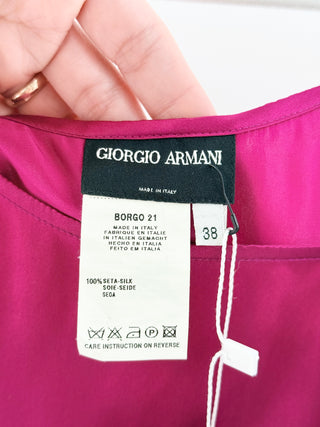 Giorgio Armani 100% silk tank top with logo detail, 38 IT / US 2