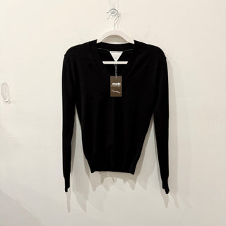 Bottega Veneta Wool-Blend Long Sleeve V-Neck Pullover Sweater Black Mens Size XS