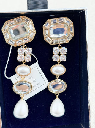 Self Portrait drop crystal embellished earrings