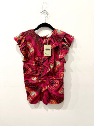 Ulla Johnson ruffle short sleeve blouse top silk, 2