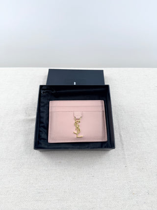 Saint Laurent leather card holder with Cassandra logo