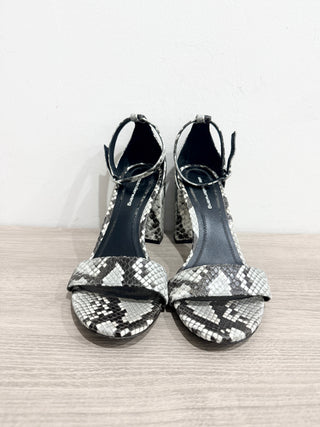 Alexander Wang Abby Snakeskin Leather Ankle Strap Sandal White Black Womens 38.5