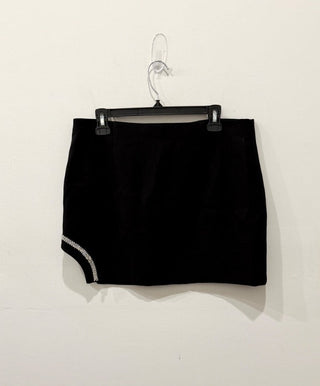 Zara High Waisted Cutout Mini Skirt with Rhinestone Trim Black Women's Size XL