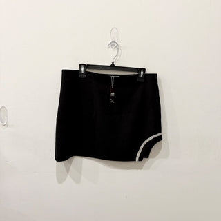 Zara High Waisted Cutout Mini Skirt with Rhinestone Trim Black Women's Size XL