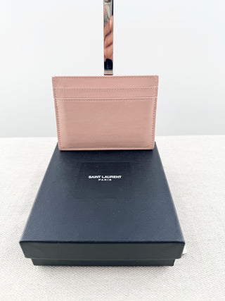 Saint Laurent leather card holder with Cassandra logo