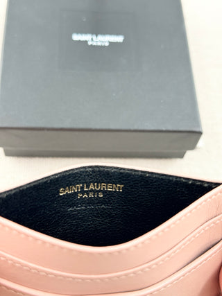 Saint Laurent leather card holder with Cassandra logo
