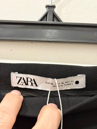 Zara High Waisted Cutout Mini Skirt with Rhinestone Trim Black Women's Size XL