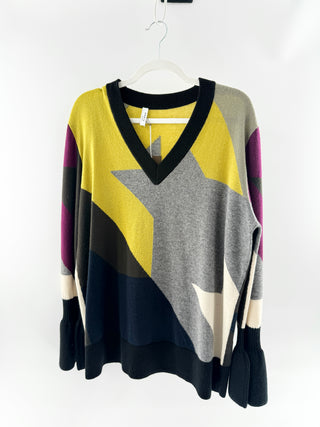 Akris Punto multicolor wool cashmere v neck sweater, 6