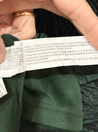 NWT Moon River Textured Ruffle Neck Puff Sleeve Babydoll Minidress Emerald Small